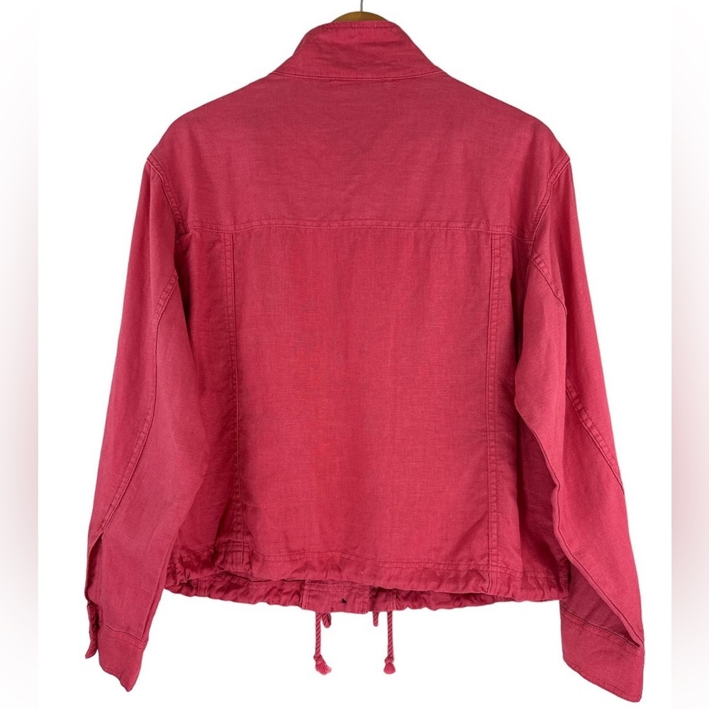 Talbots Women’s 100% Linen Pink Drawstring Button Jacket - Size Medium - Picture 3 of 7